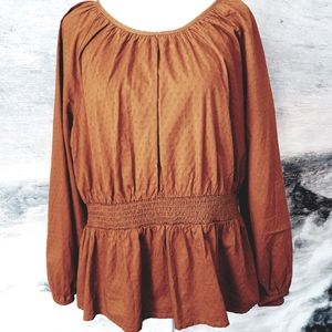 Women's Universal Thread rust colored peasant blouse XL